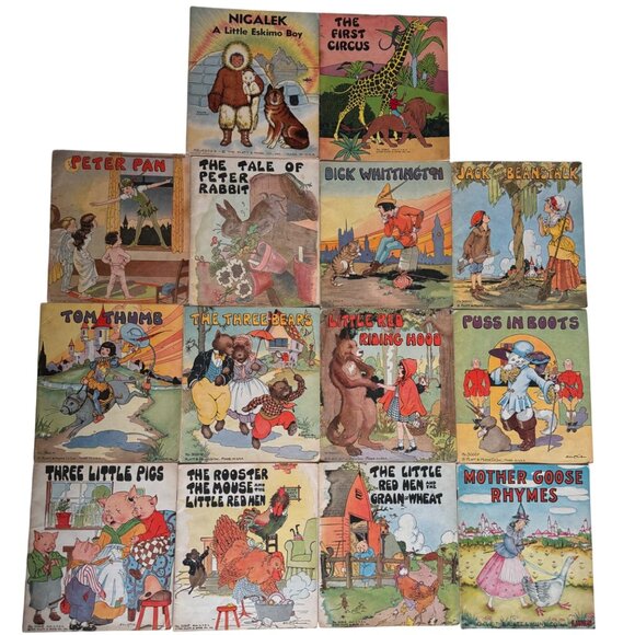 Vtg 1930s Platt & Munk Childrens 17 Book Set Classic Fairy Tales Nursery Rhymes - Picture 1 of 15